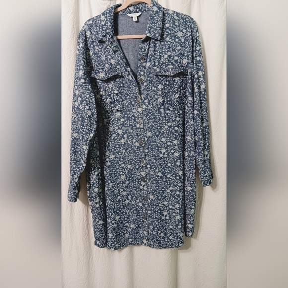 3X$25.  100%Cotton Time and Tru Floral-Print Utility Shirt Dress Size XXXL / 22 - Picture 2 of 12